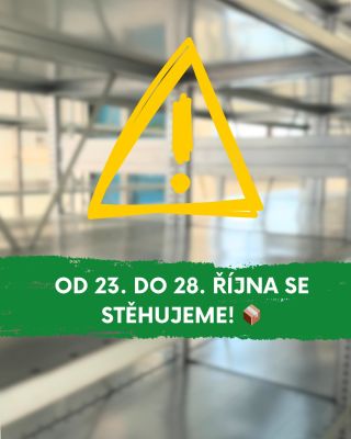 ❗️DŮLEŽITÉ UPOZORNĚNÍ❗️ Z důvodu stěhování skladu nebude ve dnech 23.–24. 10. 2025, 27. 10. 2025 a 28. 10. 2025 (státní...
